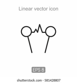 Icon electricity in the form of two current conductors and between them