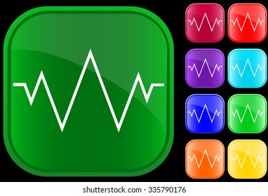 Icon of an electrocardiogram on shiny buttons