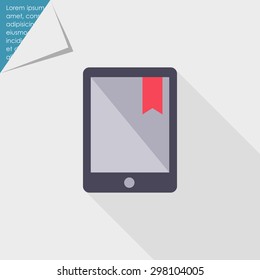 Icon of electronic book with red tab