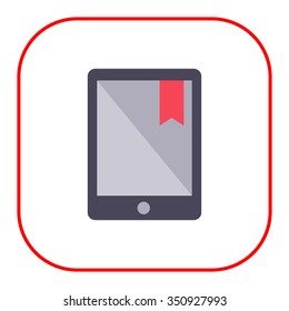 Icon of electronic book with red tab