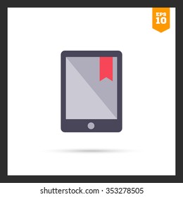 Icon of electronic book with red tab