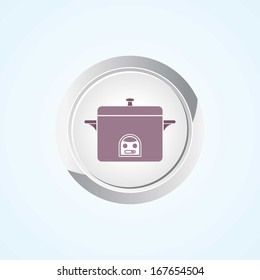 Icon of Electronic Cooker on Button. Eps-10.