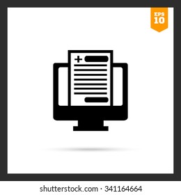 Icon of electronic health record inside computer monitor
