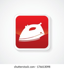 Icon of Electronic Iron on  Glossy Button. Eps-10