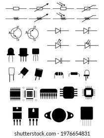 icon electronic komponen made with corell draw black collor