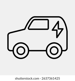 Icon electronic vehicle. Renewable energy elements. Icon in line style.
