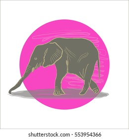 Icon elephant. Simple illustration for design and print on a T-shirt. scribble. graphic arts. vector. elephant symbol. logo. Art. design. grunge