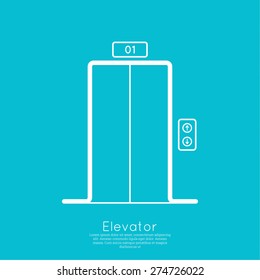 Icon Elevator With Closed Doors. Vector. 