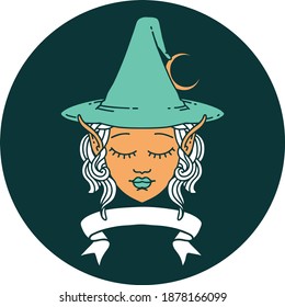 icon of elf mage character face with banner