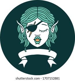 icono de la cara de personaje no autorizado del elfo con pancarta
