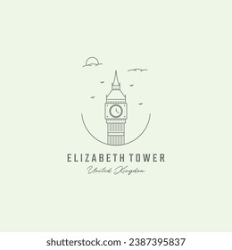 icon elizabeth tower line art minimalist illustration design london united kingdom logo