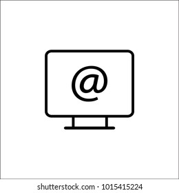 icono correo electrónico escritorio línea delgada para web , moderno diseño minimalista plano vector sobre fondo blanco
