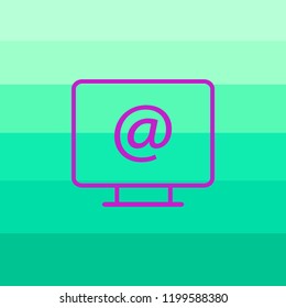 icono correo electrónico escritorio línea delgada para web , moderno diseño minimalista plano vector sobre fondo blanco
