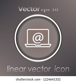 icon email desktop thin line for web , modern minimalistic flat design vector on white background