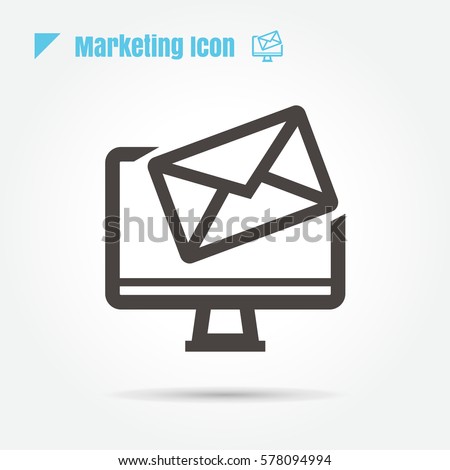 icon email desktop thin line for web , modern minimalistic  flat design vector on white background