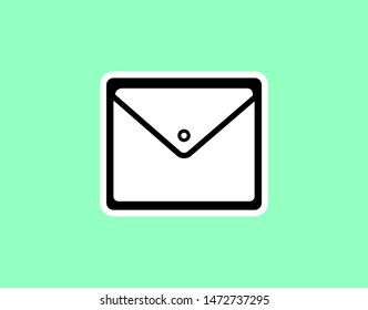 Icon of email, isolated on green background.  