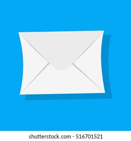 Icon email, letter. Sing for web sites, services delivery, subscription. Flat design and bright colors. Vector illustration. White envelope