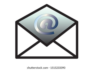 The icon for email message with an envelope and the at symbol - Vector image