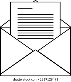 icon email or message opened in outline mode. suitable for business , wireframe, mockup , etc. no background just line