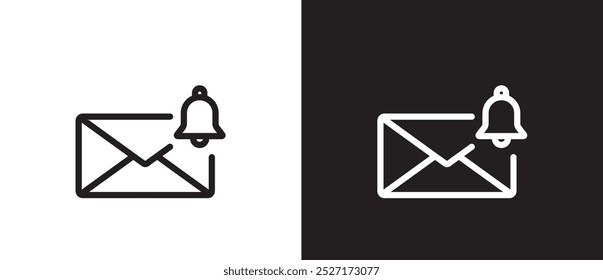 Ícone de notificação de email em formato simples. Notificação de mensagem. Novo email, ícone de nova mensagem, ilustração do vetor de envelope isolada no plano de fundo preto-e-branco. Eps10