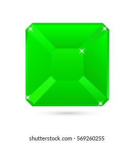Icon emerald gemstone on white background.