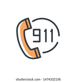 icon emergency call 911 in range and gray colors