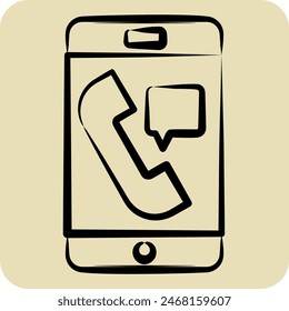 Icon Emergency Call. related to Emergency symbol. hand drawn style. simple design illustration