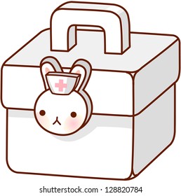 icon emergency case with nurse bunny rabbit
