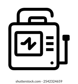 Icon of an emergency defibrillator representing first aid and medical response.