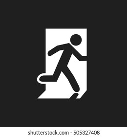 Icon emergency exit. Human Symbol running out of the building.