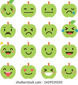 icon emoji apple green vector