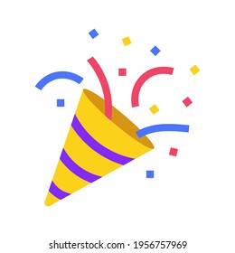 Icon emoji - Party, confetti in clubhouse social network. Happy Birthday cracker isolated vector icon. Vector illustration