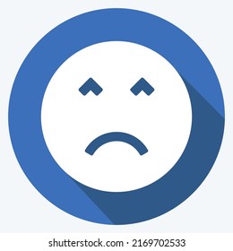 Icon Emoticon Angry Face. suitable for Emoticon symbol. long shadow style. simple design editable. design template vector. simple symbol illustration
