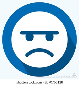 Icon Emoticon Angry - Long Shadow Style - Simple illustration, Editable stroke, Design template vector, Good for prints, posters, advertisements, announcements, info graphics, etc.