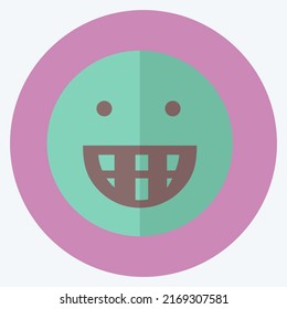 Icon Emoticon Big Grin. suitable for Emoticon symbol. flat style. simple design editable. design template vector. simple symbol illustration
