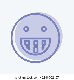 Icon Emoticon Big Grin. suitable for Emoticon symbol. two tone style. simple design editable. design template vector. simple symbol illustration