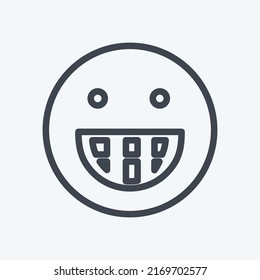 Icon Emoticon Big Grin. suitable for Emoticon symbol. line style. simple design editable. design template vector. simple symbol illustration
