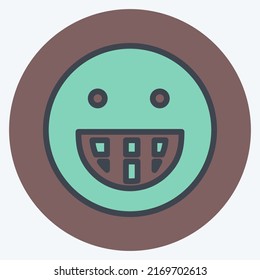 Icon Emoticon Big Grin. suitable for Emoticon symbol. color mate style. simple design editable. design template vector. simple symbol illustration