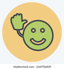 Icon Emoticon Bye. suitable for Emoticon symbol. color mate style. simple design editable. design template vector. simple symbol illustration