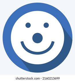 Icon Emoticon Clown. suitable for Emoticon symbol. long shadow style. simple design editable. design template vector. simple symbol illustration