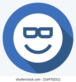 Icon Emoticon Cool. suitable for Emoticon symbol. long shadow style. simple design editable. design template vector. simple symbol illustration
