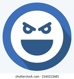 Icon Emoticon Evil. suitable for Emoticon symbol. long shadow style. simple design editable. design template vector. simple symbol illustration