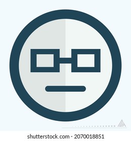 Icon Emoticon Geek - Flat Style - Simple illustration, Editable stroke, Design template vector, Good for prints, posters, advertisements, announcements, info graphics, etc.