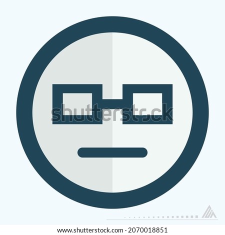 Icon Emoticon Geek - Flat Style - Simple illustration, Editable stroke, Design template vector, Good for prints, posters, advertisements, announcements, info graphics, etc.