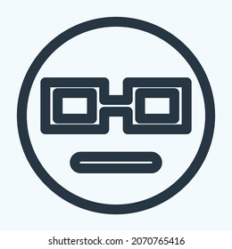 Icon Emoticon Geek - Line Style - Simple illustration, Editable stroke, Design template vector, Good for prints, posters, advertisements, announcements, info graphics, etc.