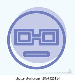 Icon Emoticon Geek - Two Tone Style - Simple illustration, Editable stroke, Design template vector, Good for prints, posters, advertisements, announcements, info graphics, etc.
