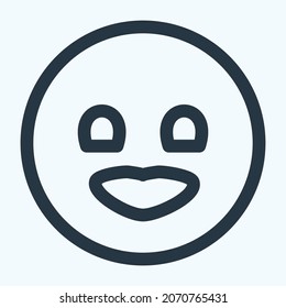 Icon Emoticon Kiss - Line Style - Simple illustration, Editable stroke, Design template vector, Good for prints, posters, advertisements, announcements, info graphics, etc.