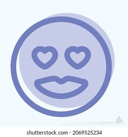 Icon Emoticon Love - Two Tone Style - Simple illustration, Editable stroke, Design template vector, Good for prints, posters, advertisements, announcements, info graphics, etc.