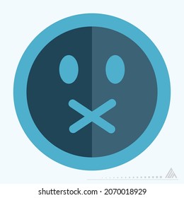 Icon Emoticon Mute - Flat Style - Simple illustration, Editable stroke, Design template vector, Good for prints, posters, advertisements, announcements, info graphics, etc.