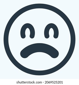 Icon Emoticon Sad 2 - Line Cut Style - Simple illustration, Editable stroke, Design template vector, Good for prints, posters, advertisements, announcements, info graphics, etc.